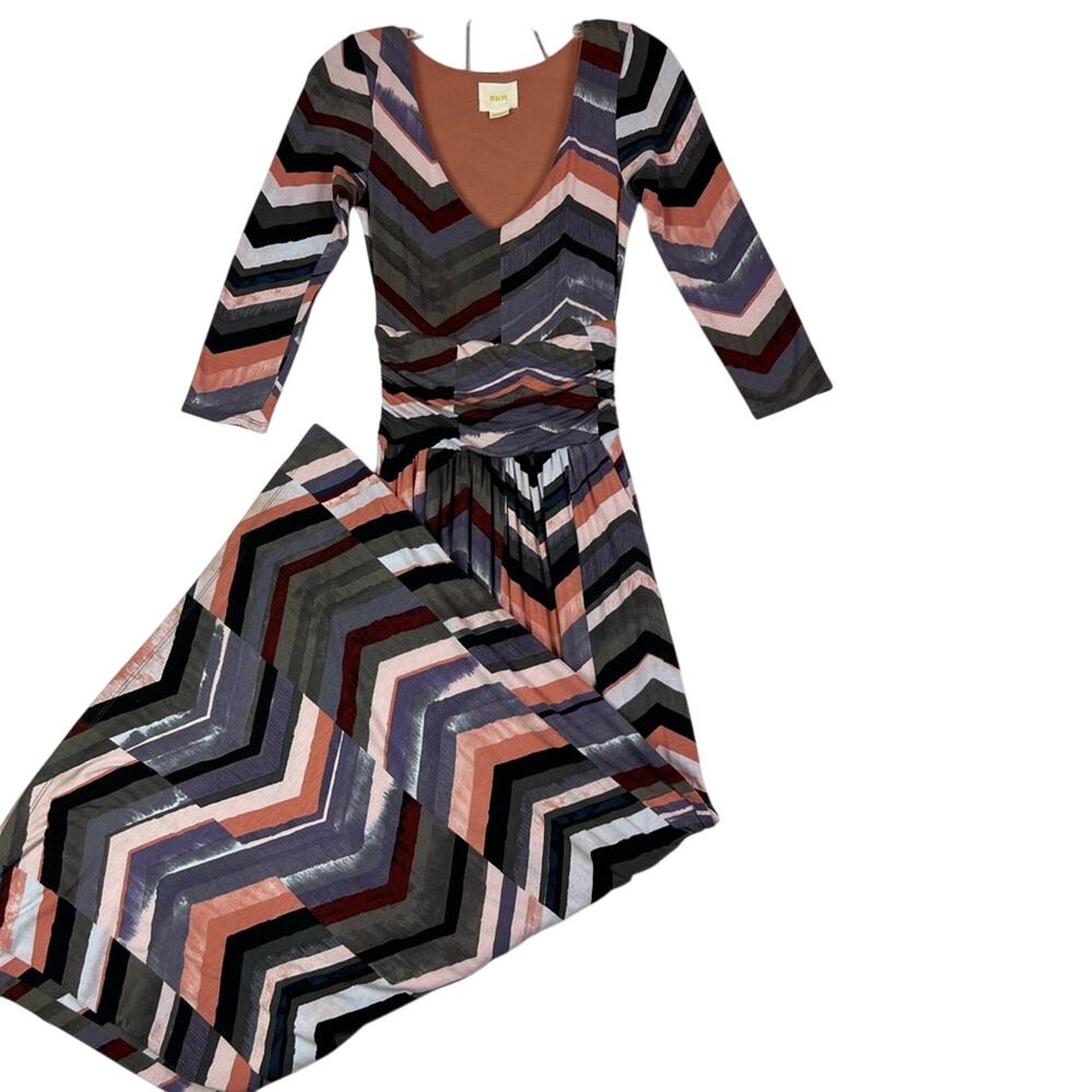 Anthropologie Maeve Dress Size XSmall Novela Maxi Boho Chevron Multicolor